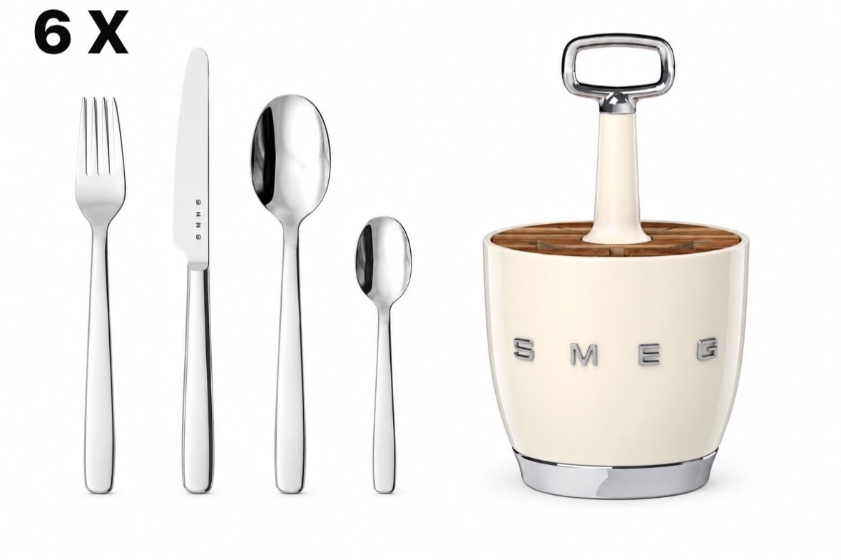 Набор столовых приборов SMEG (24 предмета + подставка)